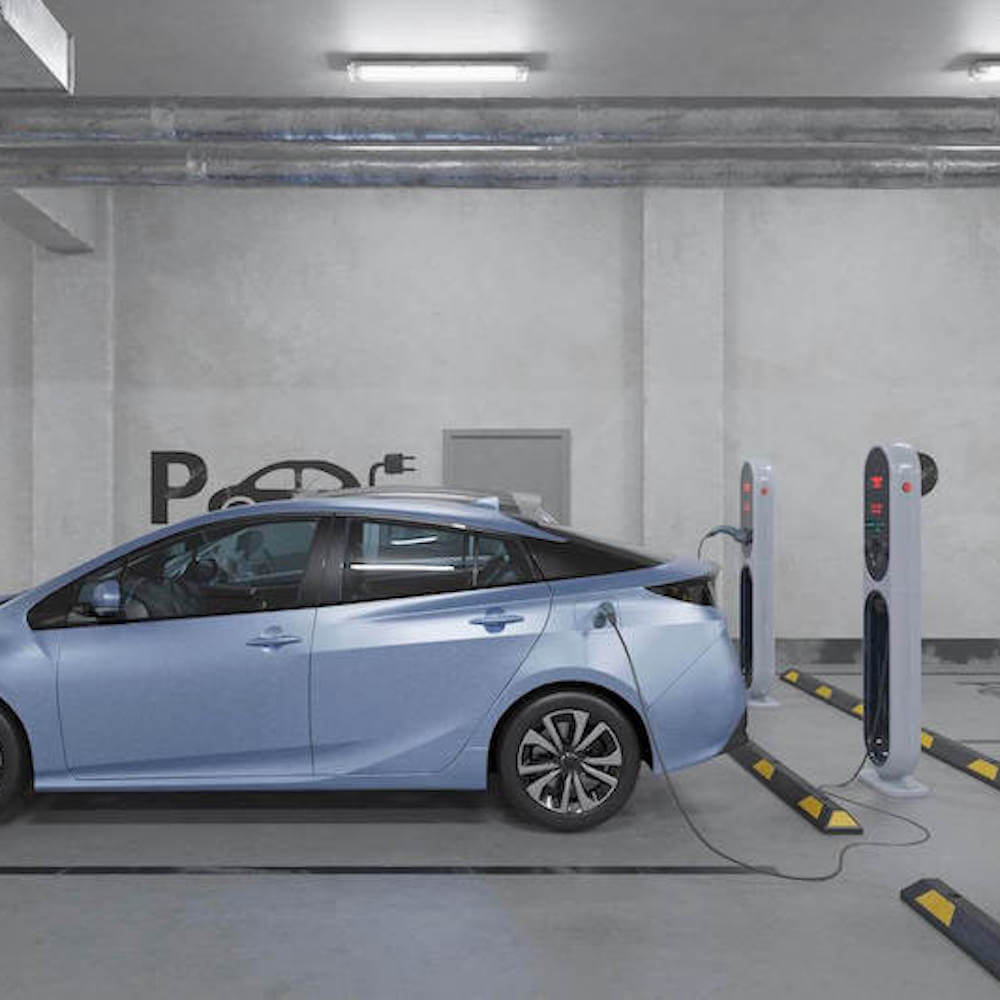 installation borne de recharge dans un parking